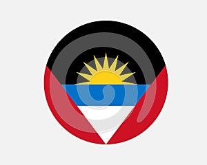 Antigua and Barbuda Round Country Flag. Circular Antiguan and Barbudan National Flag