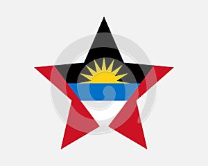 Antigua and Barbuda Star Flag. Antiguan and Barbudan Star Shape Flag. Country National Banner Icon Symbol Vector