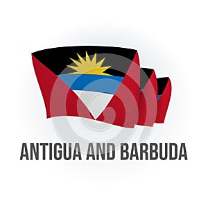 Antigua and Barbuda vector flag. Bended flag of Antigua and Barbuda, realistic vector illustration