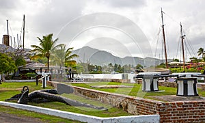 Antigua, Caribbean islands, English harbour international preserve area. view with sailing boats a