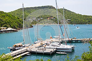 Antigua, Caribbean islands, English harbour international preserve area. view with sailing boats a