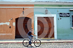 Homes and cobble stone streets of Antigua Guatemala