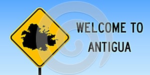 Antigua map on road sign.