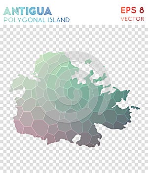 Antigua polygonal map, mosaic style island.