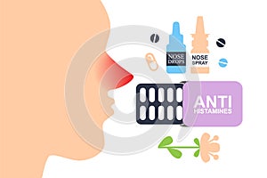 Antihistamine Pills Icon, Anti Histamine Tablets, Anti Allergy Medicine