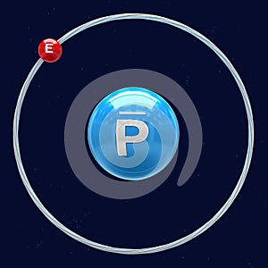 Antihydrogen atom on white