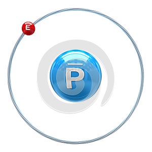 Antihydrogen atom on white