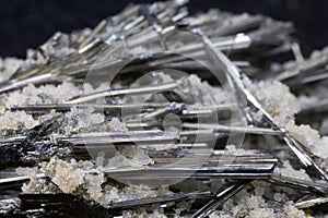 Antimonite crystals in close-up