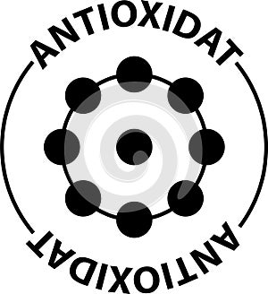 Antioxidant icon on white background. Radical free oxidant molecule sign. Anti oxidant supplement symbol. flat style photo