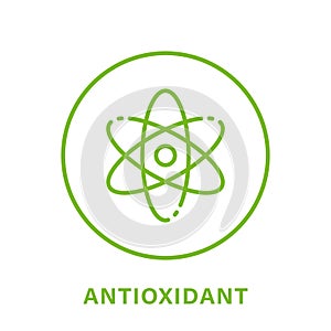 Antioxidant Line Green Stamp. Free Anti Oxidant Outline Icon. Healthy Organic Nature Ingredient Pictogram. Anti Oxidant
