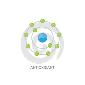 Antioxidant vector icon, radical free oxidant molecule