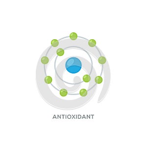 Antioxidant vector icon, radical free oxidant molecule photo