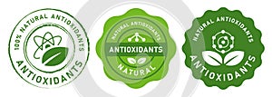 antioxidants anti oxidant natural stamp label sign leaf molecular symbol photo