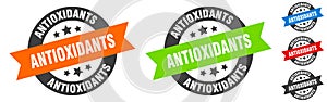 antioxidants stamp. antioxidants round ribbon sticker. tag