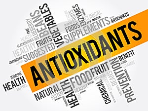 Antioxidants word cloud collage, health concept background