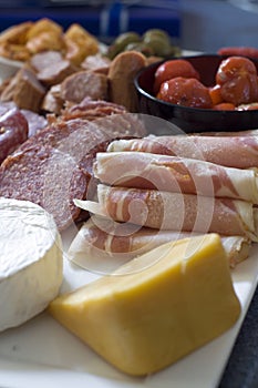 Antipasto; meat and cheese platter