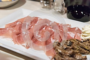 Antipasto served in a restaurant in Italy