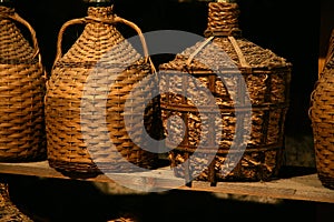 Antiquarian bottles with wine. photo