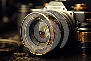 Antiquated Photo lens old. Generate Ai photo