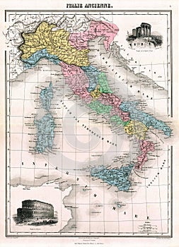 Antique 1870 Map of Ancient Italy