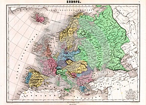 Antique 1870 Map of Europe