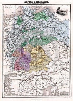 Antique 1870 Map Germany