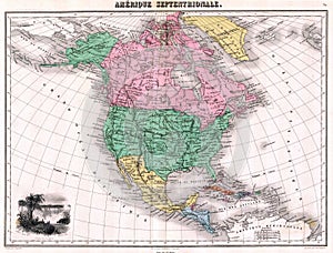 Antique 1870 Map of North America