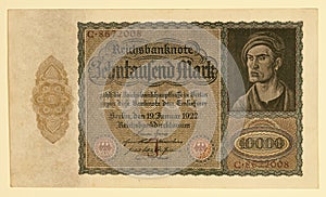 Antique 1922 German Y 10000 Deutsche Mark