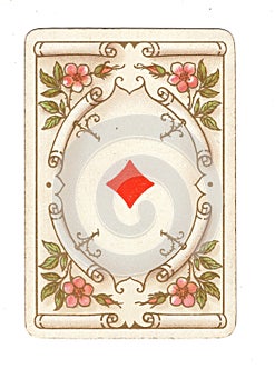 An antique ace of diamonds playing card.