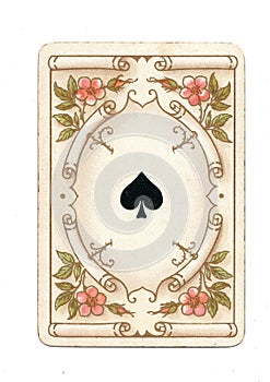 An antique ace of spades playing card.