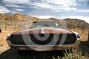 Antique american car in the desert