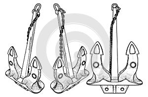 Antique Anchor Vector. Illustration Isolated On White Background.