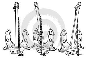 Antique Anchor Vector. Illustration Isolated On White Background.