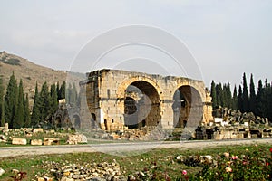 Antique ancient ruins of Hierapolis in Turkey