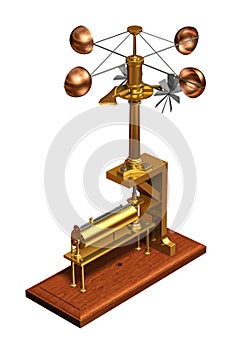 Antique Anemometer. Weather Station On White Background..