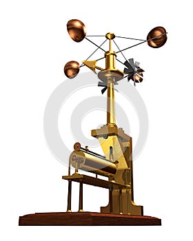 Antique Anemometer On White Background