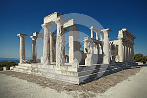 Antique Aphaia temple in Aegina Island, Greece