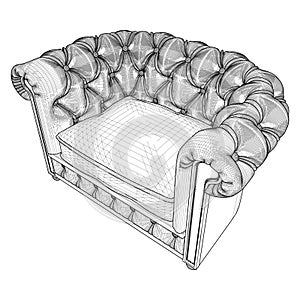 Antique Armchair Vector. Illustration Isolated On White Background. A Vector Illustration .