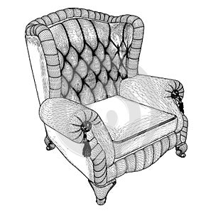 Antique Armchair Vector. Illustration Isolated On White Background. A Vector Illustration.
