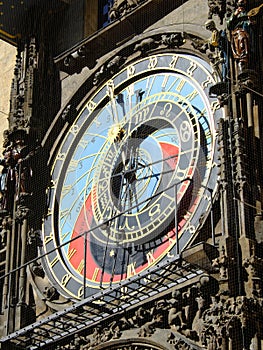 Antique astronomical clock in Prague. Vintage dial