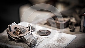 Antique Automotive Gear On Workbench