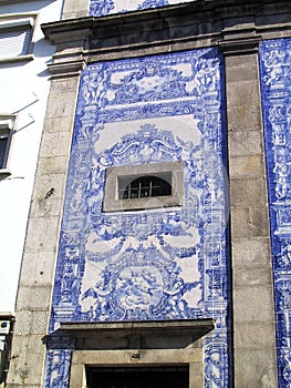 Antique Azulejo Mural Portugal Porto Chapel of Souls Azulejos Capela de Santa Catarina Old Portuguese Ceramic Tiles Architecture
