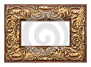 Antique baroque style golden picture frame. vintage background