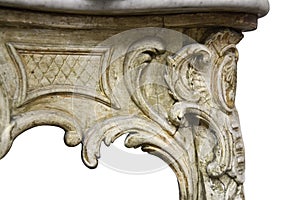 Antique baroque table details isolated