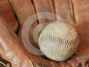 Antique Baseball with Glove