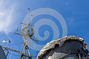 Antique battle ship communication pole