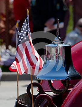 Antique bell and american flag