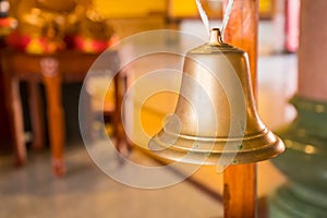 Antique bell made of brass in a chinese temple