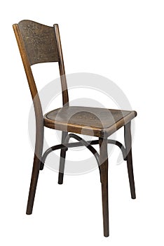 Antique Bentwood Viennese chair isolated on white.