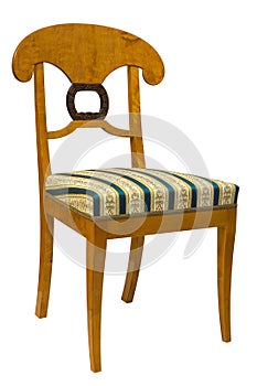 Antique Biedermeier chair with wood carving photo